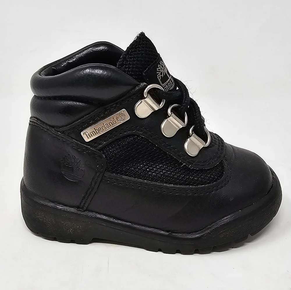 Timberland‎ Black Leather Field Hiking Work Boots 15806M Boys Toddler Size 5.5